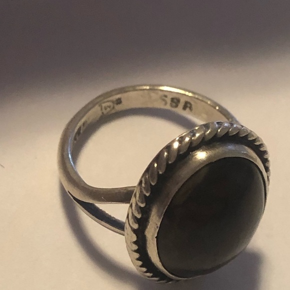 vtg Taxco Sterling Silver Dark Brown Stone Ring Sz 5.75 - Picture 6 of 9